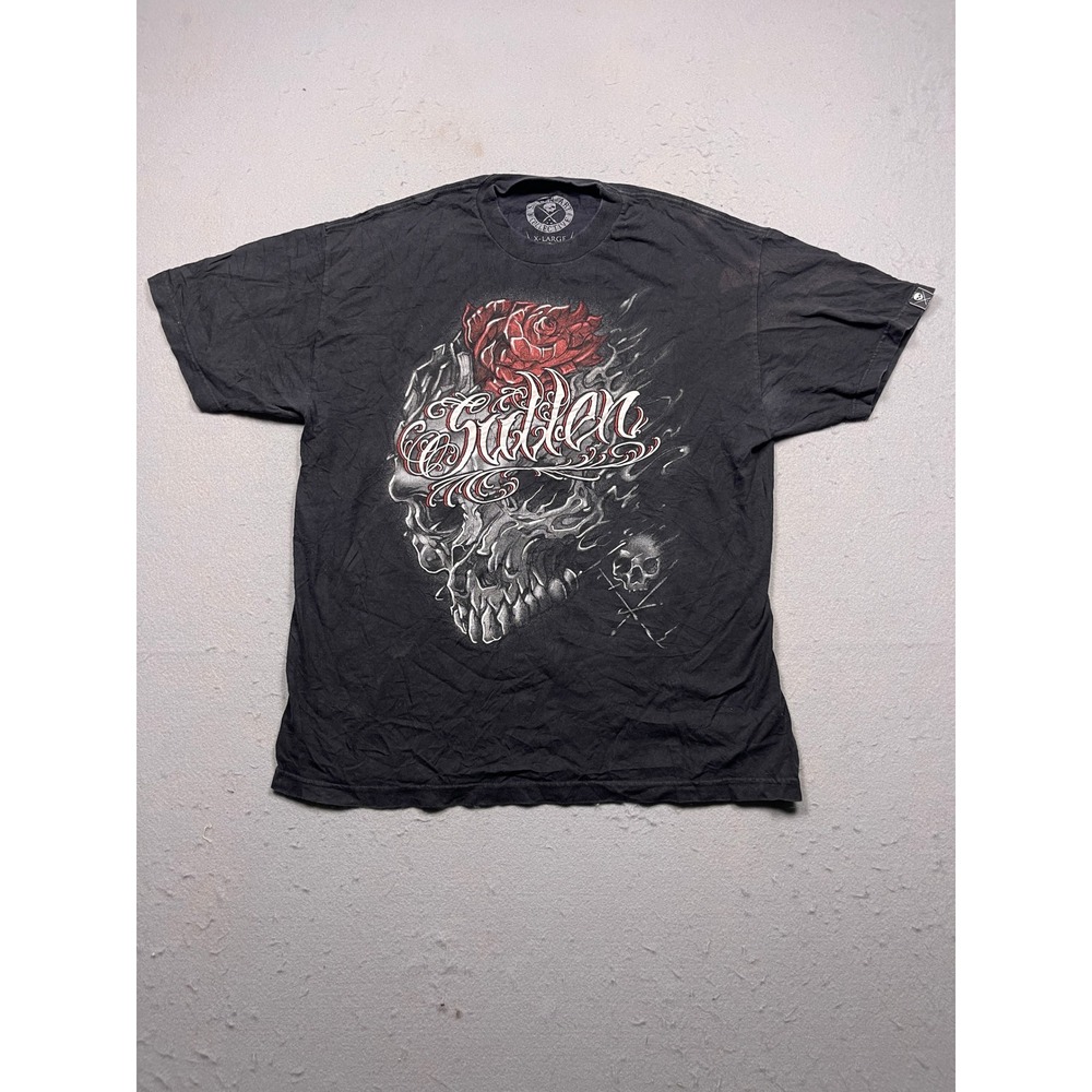 Sullen Art Collective T-Shirt Cotton Black Skull Rose Graphic XL Mens